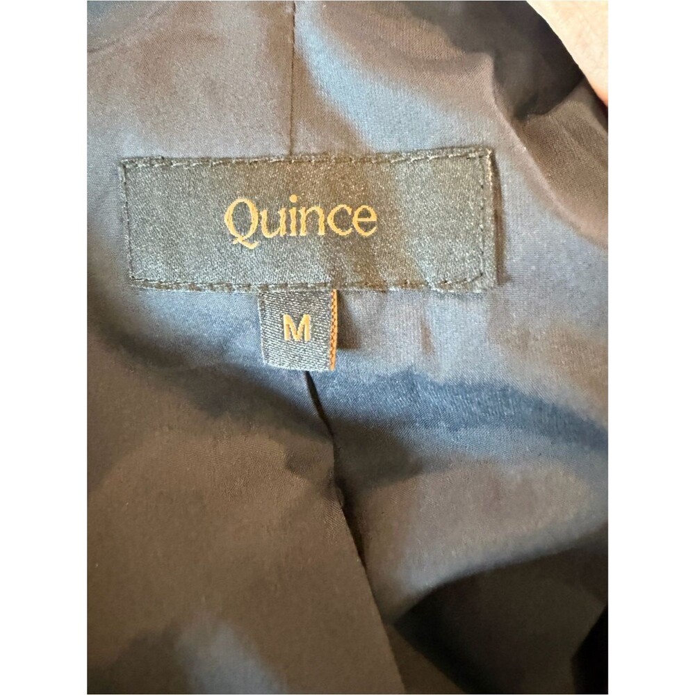 Quince Stretch Crepe Navy Trench Coat with Self Tie Belt M NWOT - Picture 4 of 8